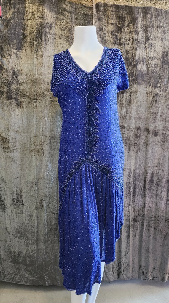 Amazing Blue Beaded Dress - image 5