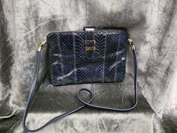 Blue Margolin Snake Skin Purse - image 6