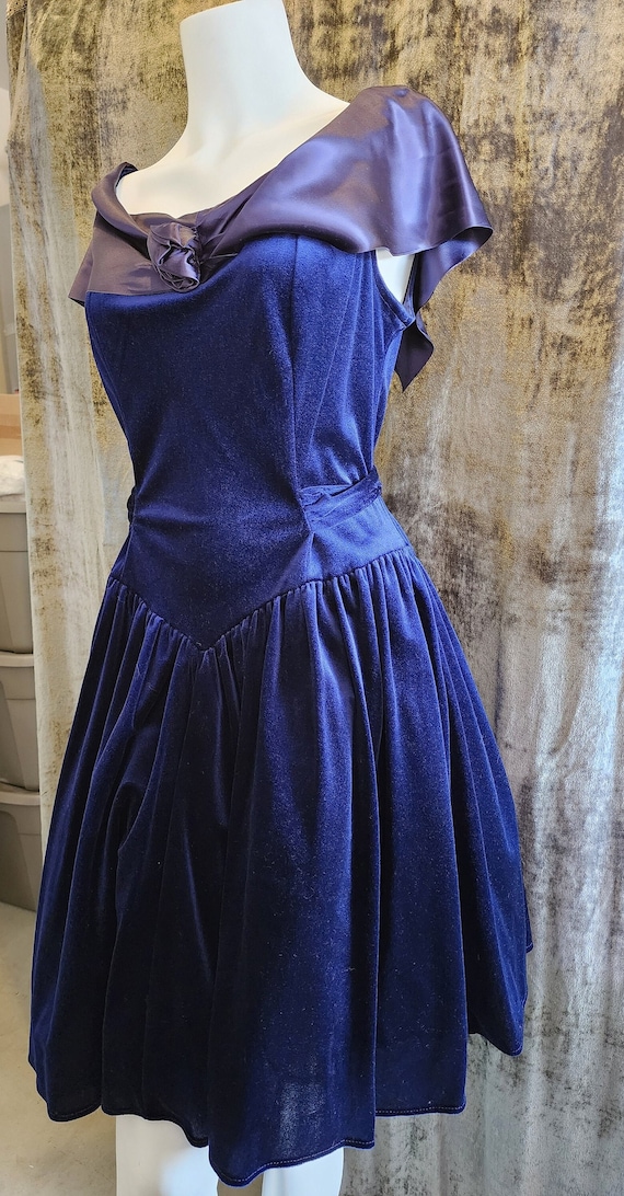 Blue Velvet and Satin Dress