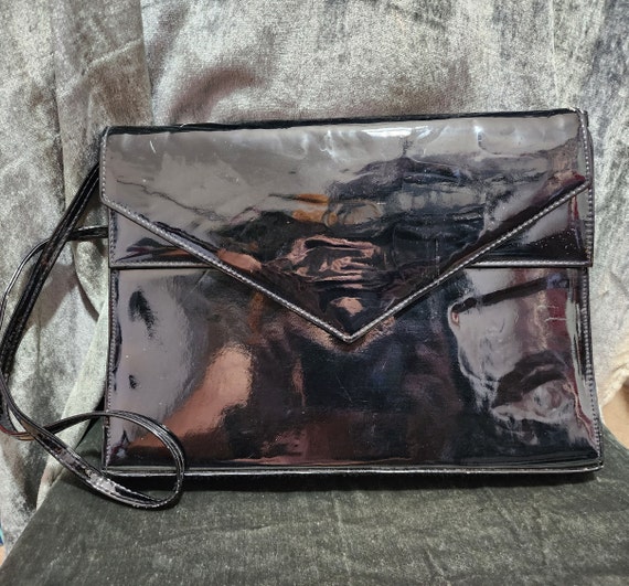 Large Black Pattern Leather Bag - image 3