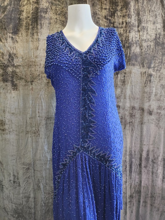 Amazing Blue Beaded Dress - image 4