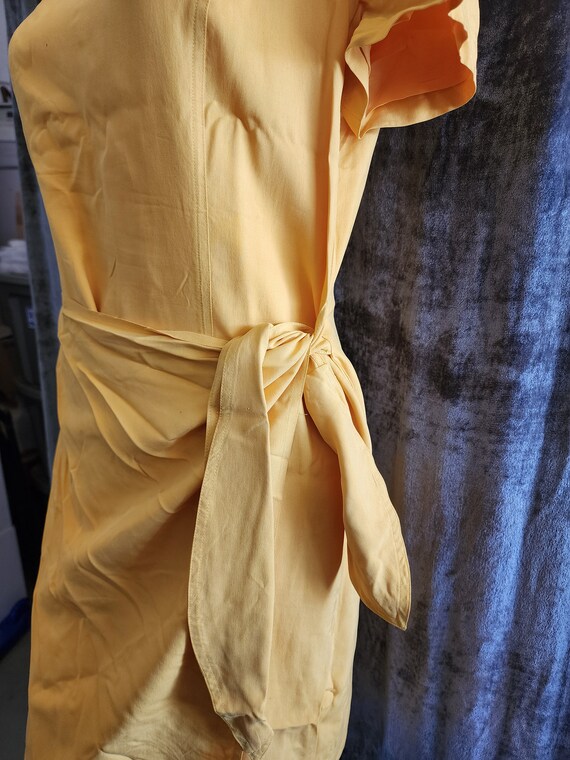Yellow Silk Wrap Dress - image 4