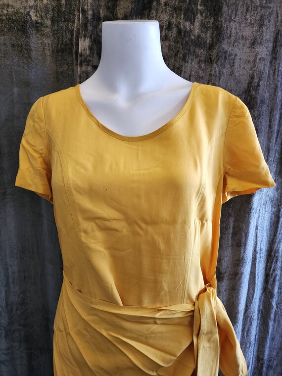 Yellow Silk Wrap Dress - image 5
