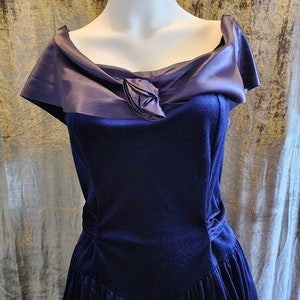 Blue Velvet and Satin Dress