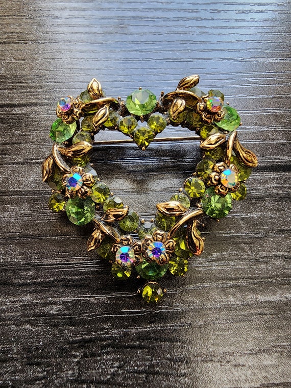 Green Rhinestone Brooch