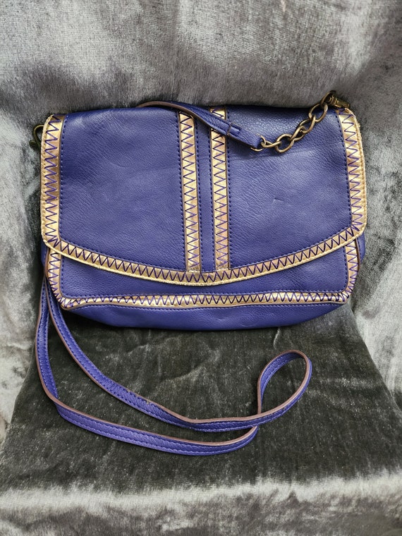 Bolsa Jessica Simpson azul e dourada retrô Portugal