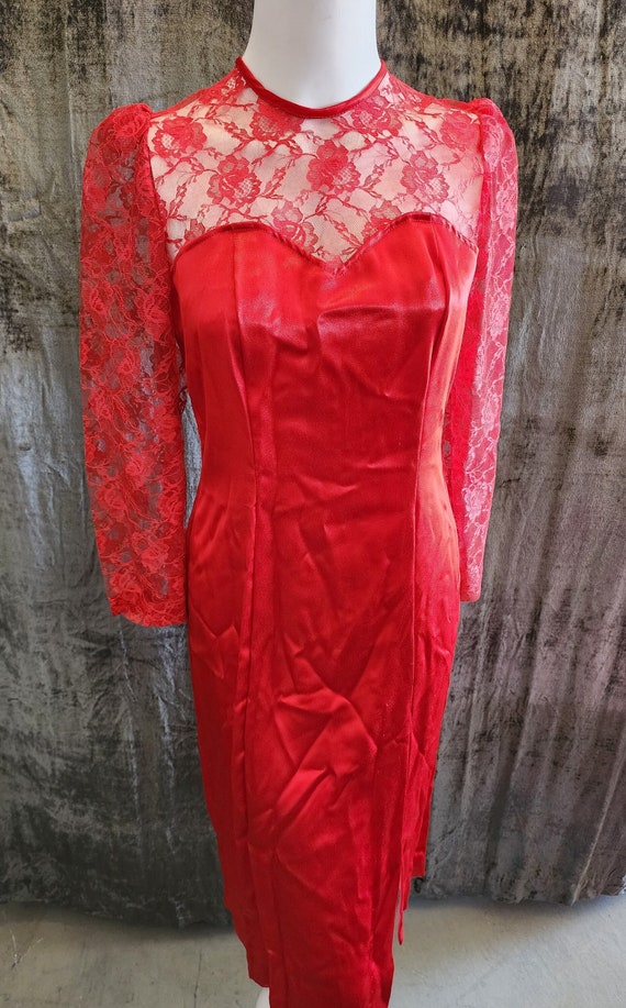 Handmade Red Lace Dress - image 1