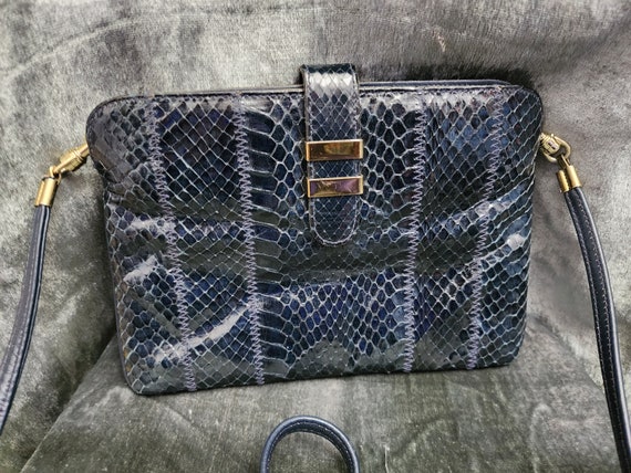 Blue Margolin Snake Skin Purse - image 5