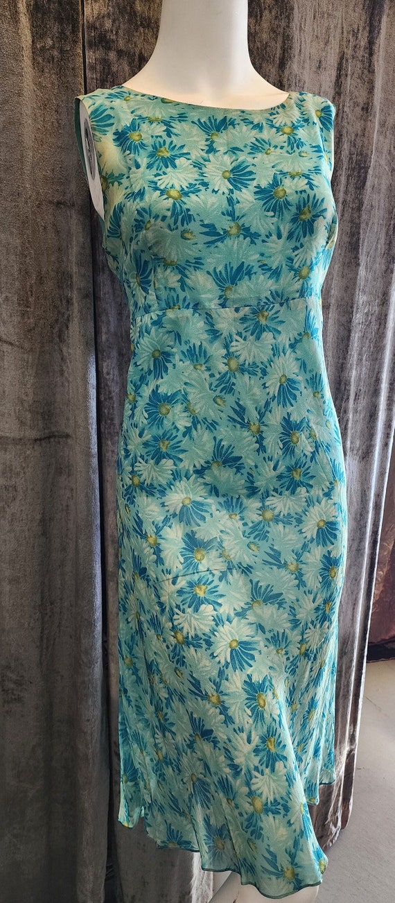 Blue Flower Print Dress - image 1