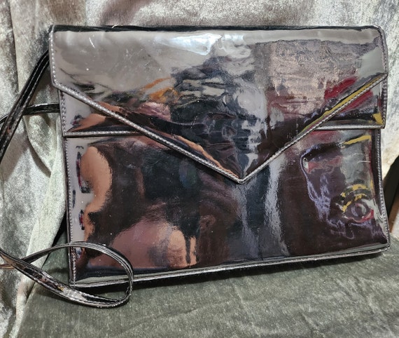 Large Black Pattern Leather Bag - image 1