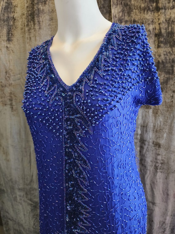 Amazing Blue Beaded Dress - image 1