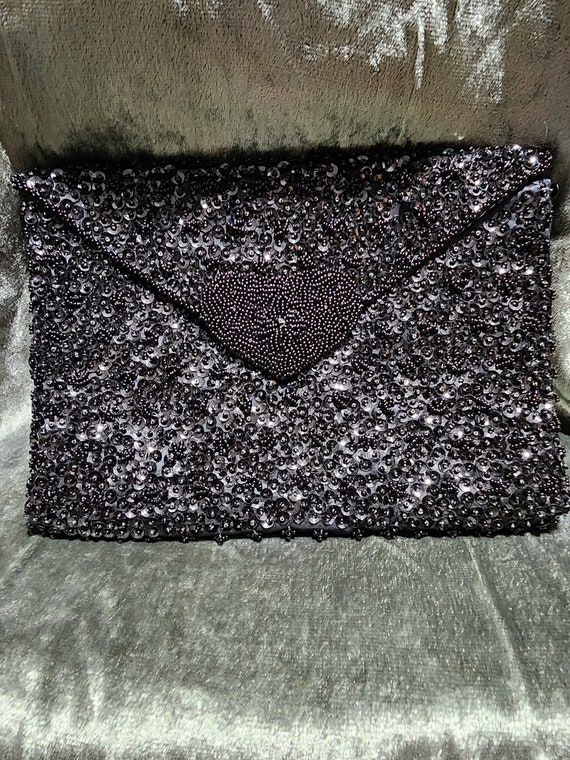 Black Bead and Sequin Clutch