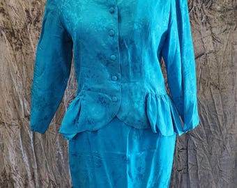 1980's Blue Silk Suit
