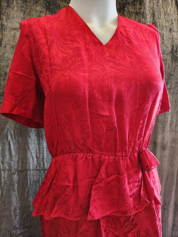 1980s Red Silk Dress by Courtenay