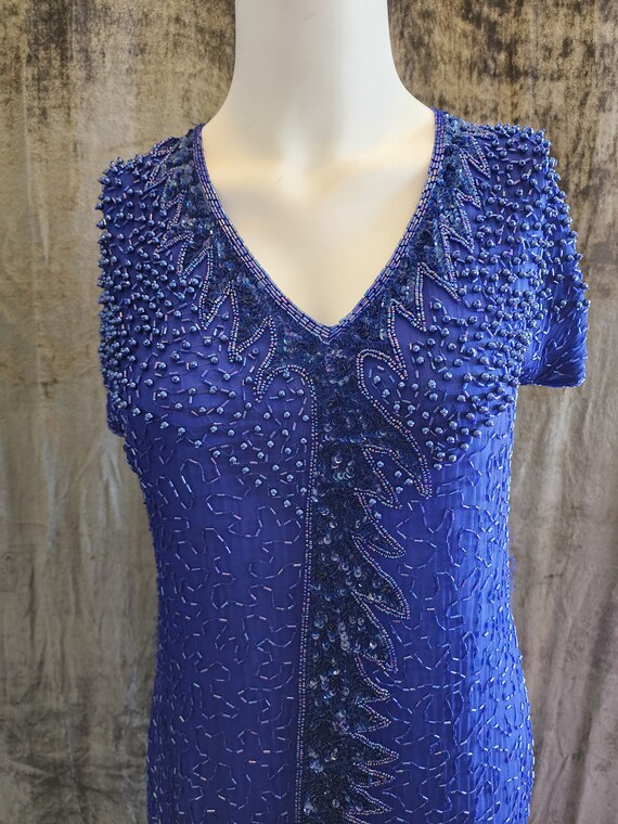 Amazing Blue Beaded Dress - image 2