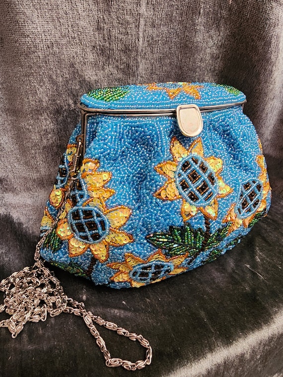 Beaded Sunflower Dome Purse - image 1