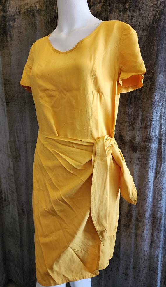 Yellow Silk Wrap Dress - image 1