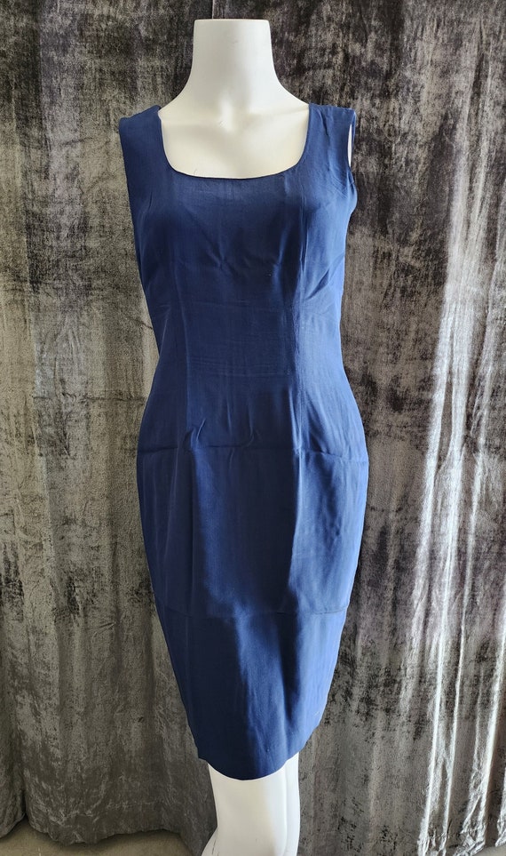 Navy Blue Silk Dress