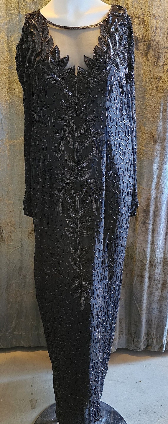 Black Beaded Evening Gown - image 8