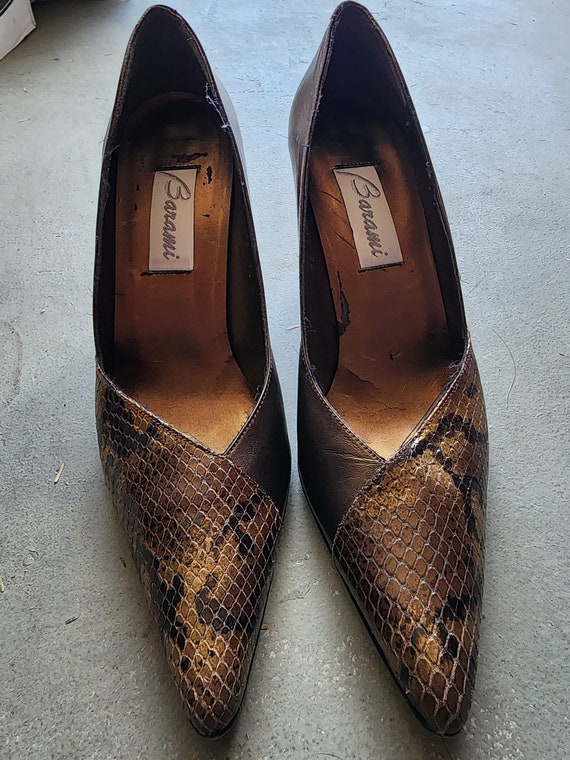 1980s Bronze Snakeskin Heels