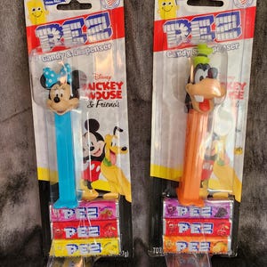 Amazing Set of 2 Retro Inspired Disney Pez Dispensers with Candy- New in Package!