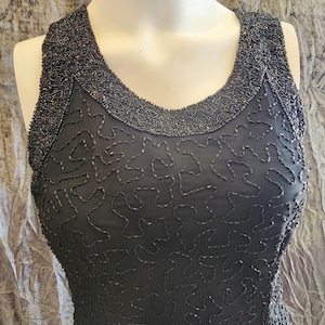 Blacked Beaded Laurence Kazar Evening Gown