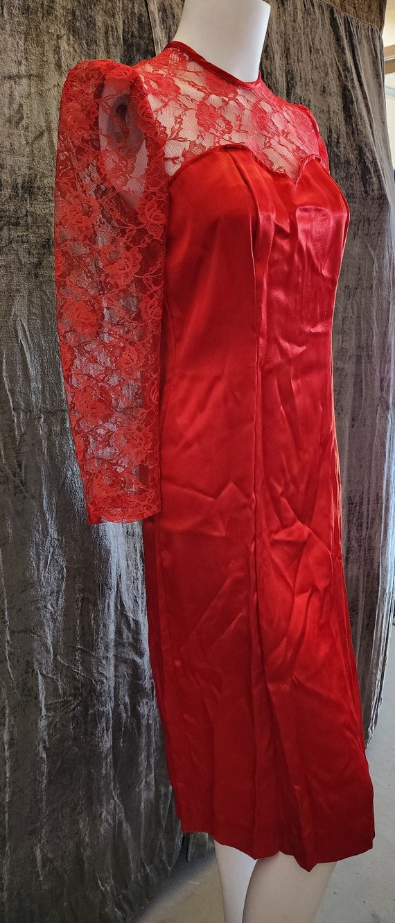 Handmade Red Lace Dress - image 4