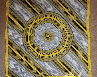 Yellow and Black Abstract Print Scarf