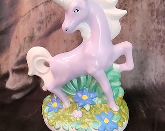 Retro Hand Painted Purple Unicorn Statue