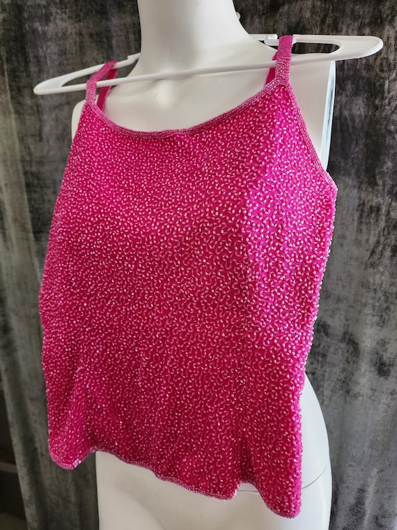 Hot Pink Cache Beaded Tank