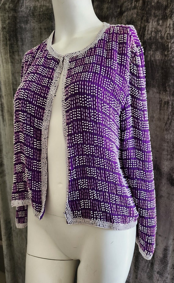 Purple Silk Beaded Top By Gopal