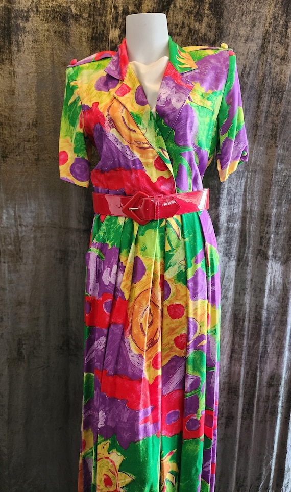 1980s Abstract Print Dress