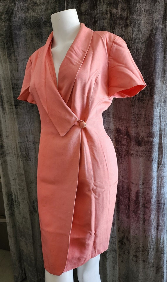 Peach Silk Wrap Dress