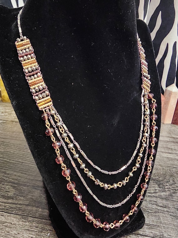 Four Strand Bead and Chain Necklace