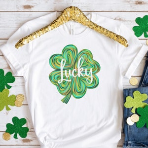Cute St Patricks Four Leaf Clover Shirt,Watercolor St Patrick Tshirt, St Patricks Day,Shamrock Sweatshirt,Gift For St Patricks