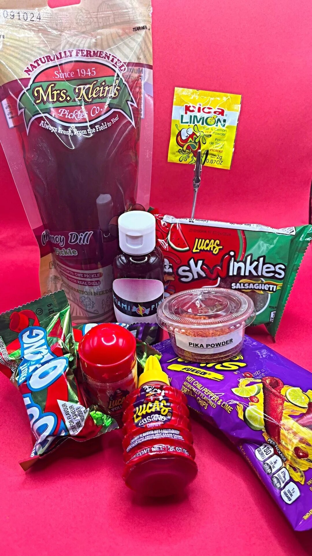 Red Chamoy Pickle Kits Chamoy Pickle Kit Sour Sweet Spicy Trending Pickle Best Seller Candy Food
