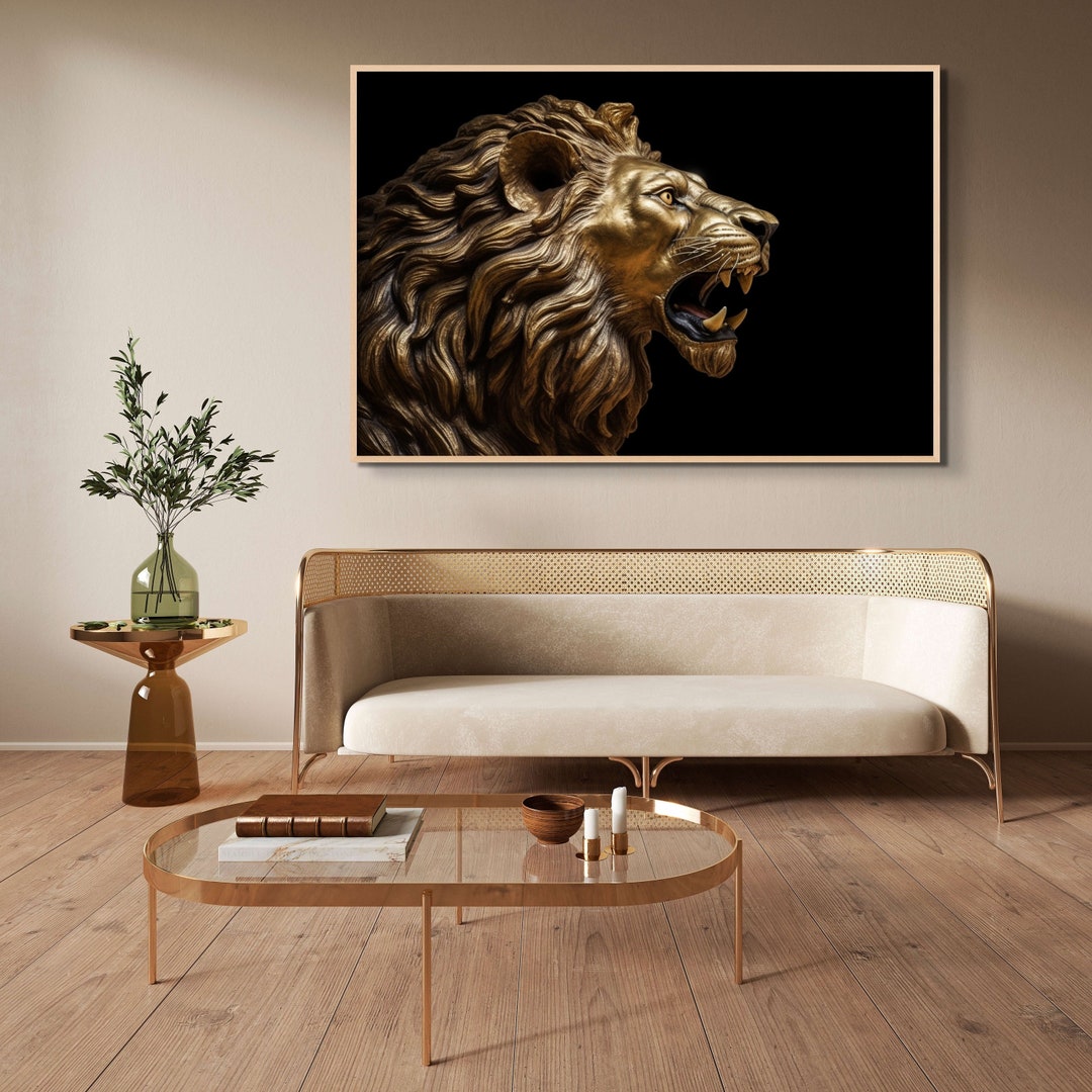 Roaring Lion | Majestic Jungle King | Hyper Realistic Lion Wall Art ...