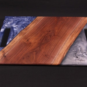 Blue and silver Epoxy & Wood Charcuterie Board