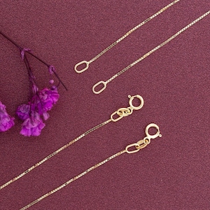 14K Gold Box Chain Necklace 0.6mm, 14K Solid Gold Box Necklace Chain, Real Gold Box Chain, Necklace Chain Box, dainty gold chain