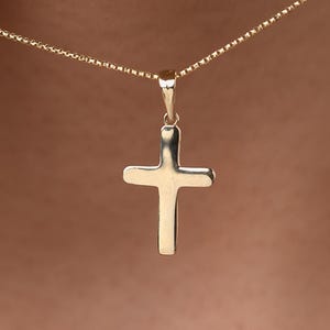 Small Cross Necklace 10K Gold, Dainty Cross Pendant Solid Gold, Tiny Cross charm, religious crucifix necklace confirmation baptism gift