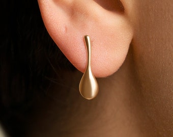 10K Teardrop Hoop Earrings, Teardrop Earrings for Women Dangle