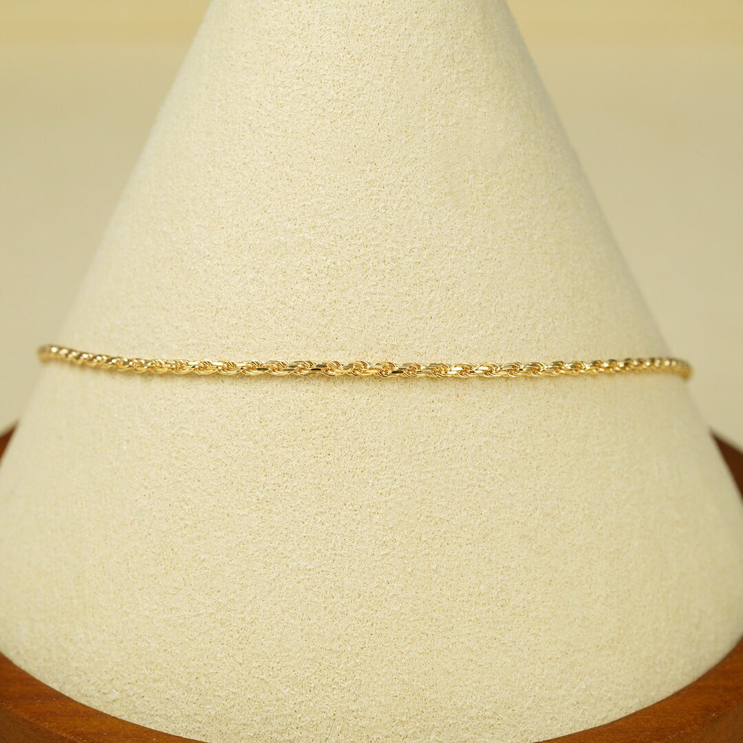 10K Gold Rope Chain Anklet 1.3mm 10K Solid Gold Rope Anklet Etsy