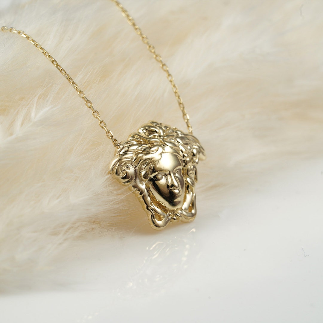 10K Gold Medusa Necklace 16mm 10K Solid Gold Medusa Pendant Etsy