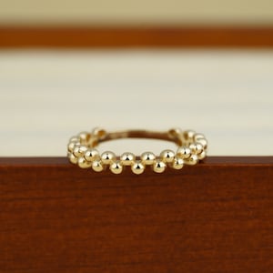 Perlenring 10K Gold, Perlenring 10K Massivgold, Goldperlenring, Ehering, Stapelring, Ehering, Perlenring gold