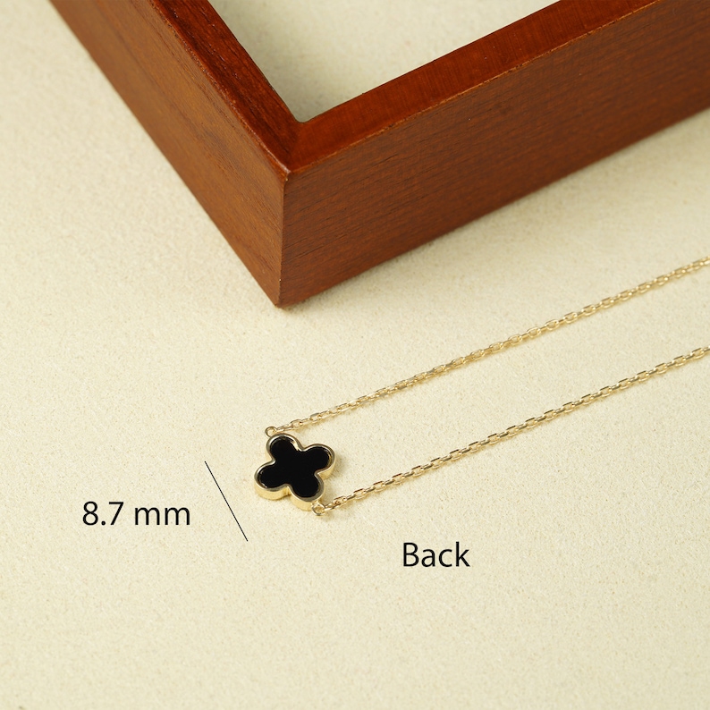 10K Gold Black Clover Bracelet 8.7x8.7mm, 10K Solid Gold Black Clover