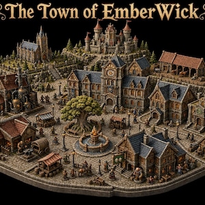Staden EmberWick - STL-paket - 3D-utskrivbar D&D-bordsterräng
