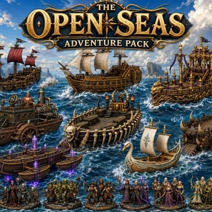 Paquete de aventuras en alta mar / Paquete STL de barco y tripulación de fantasía