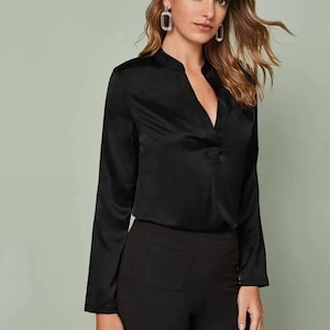 Elegant Silk Satin Professional Casual Shirt for Women