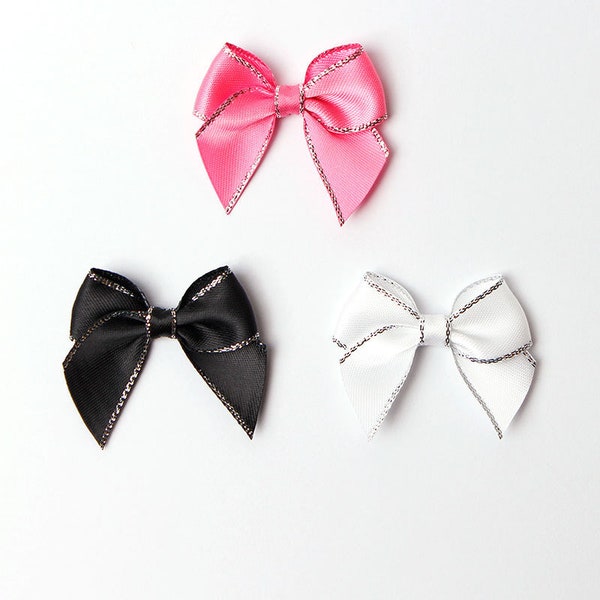 100-200Premium Miniature Sew-On Gold Trimmed Bow in 3 colors for apparel embellishments, card making, and craft supplies!