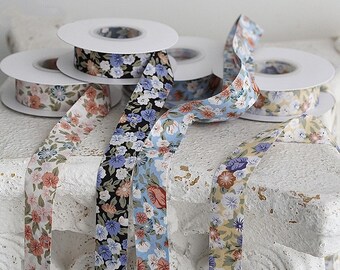 Small flower ribbons for packaging, gift box ribbons, bow jacquard ribbons, cake decorations, bouquet ribbons, 2.5cm*long 10 yards